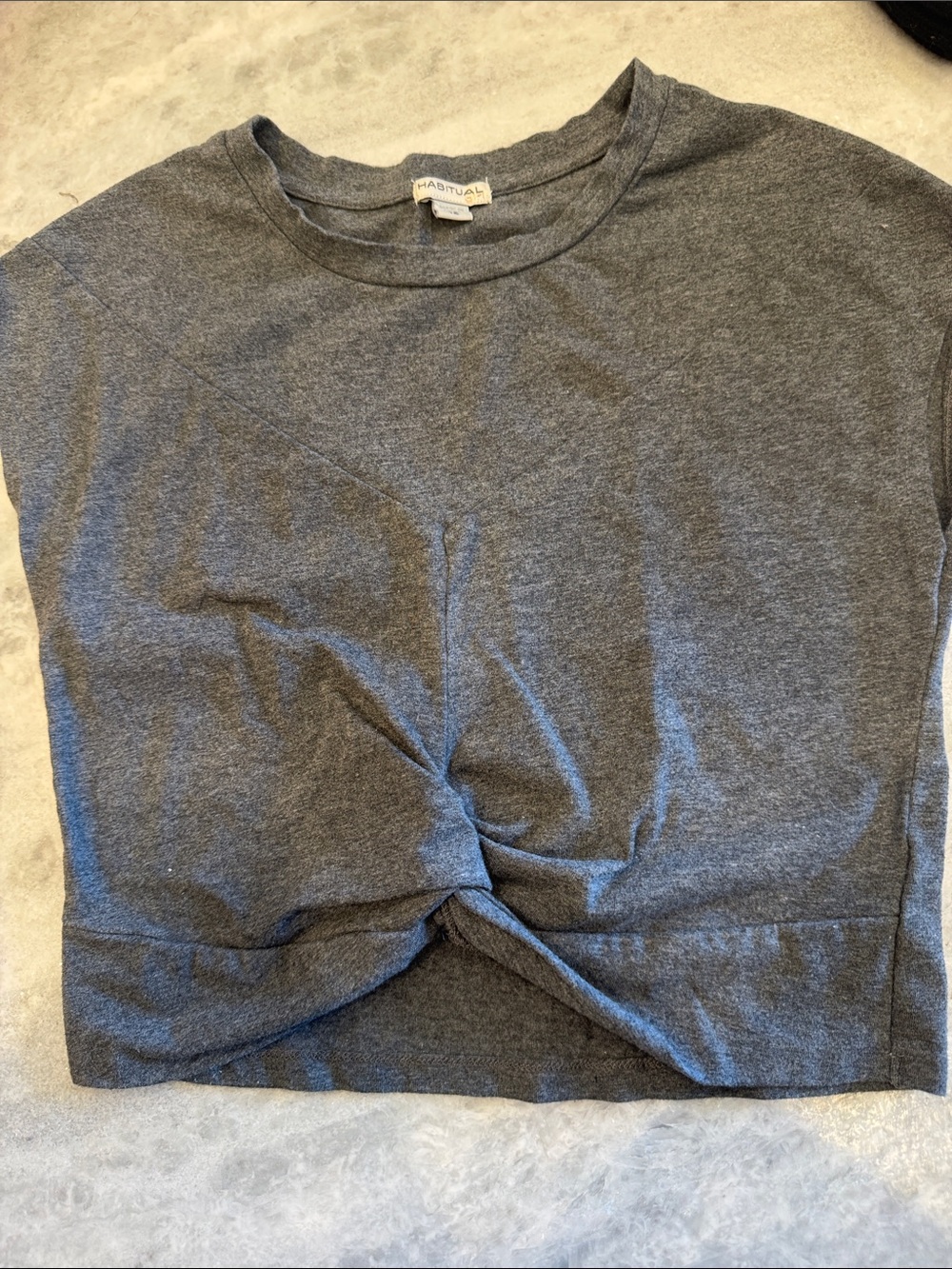 Habitual Gray Twist-Front Crop Tee